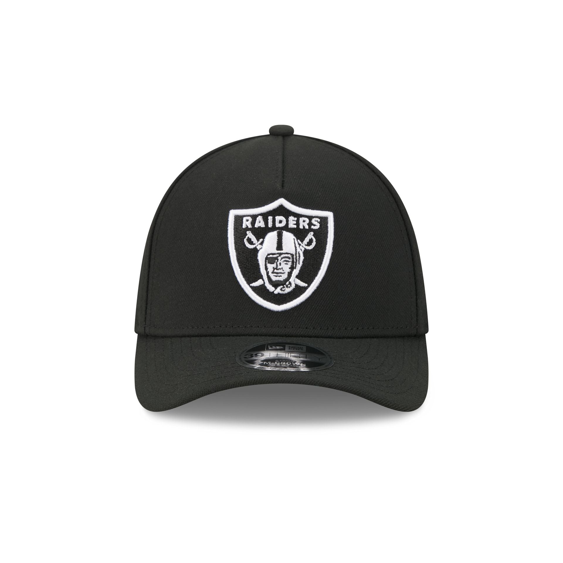 Las Vegas Raiders Poly Black & White 39THIRTY M-Crown A-Frame Stretch Fit Hat