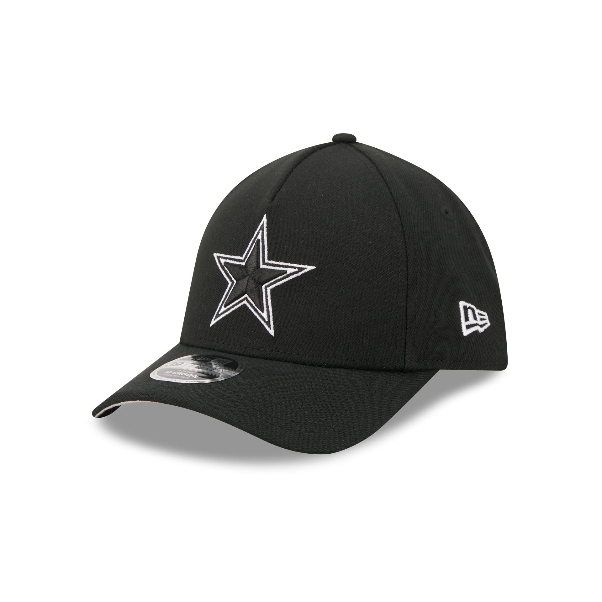 Dallas Cowboys Poly Black & White 39THIRTY M-Crown A-Frame Stretch Fit Hat