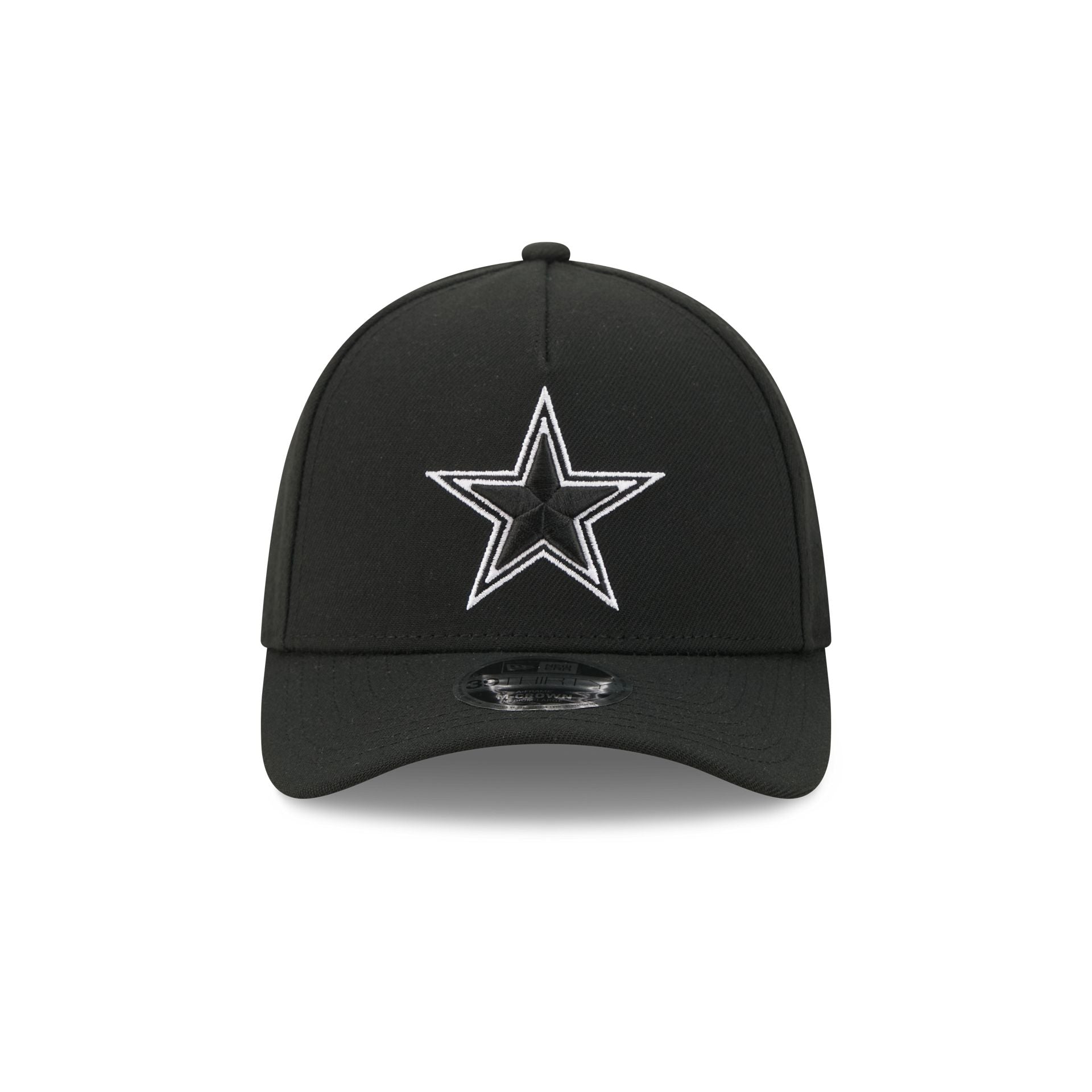 Dallas Cowboys Poly Black & White 39THIRTY M-Crown A-Frame Stretch Fit Hat