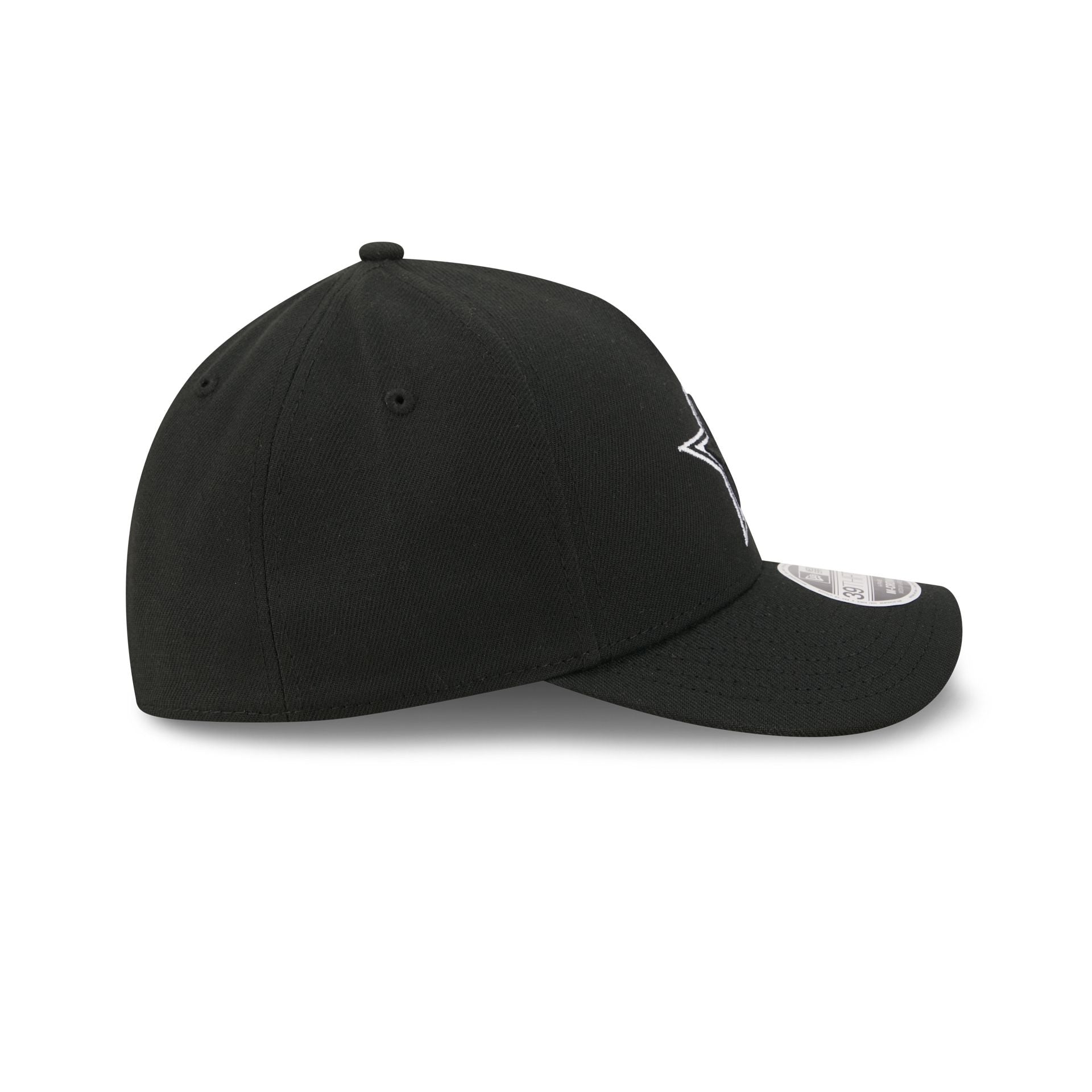 Dallas Cowboys Poly Black & White 39THIRTY M-Crown A-Frame Stretch Fit Hat