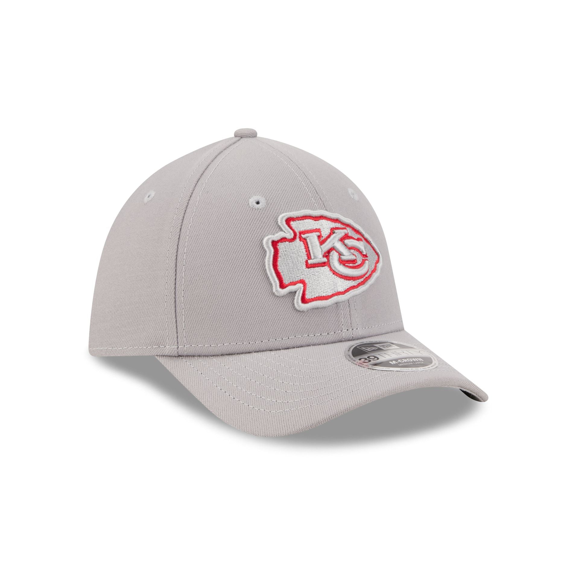 Kansas City Chiefs Poly Gray 39THIRTY M-Crown Stretch Fit Hat