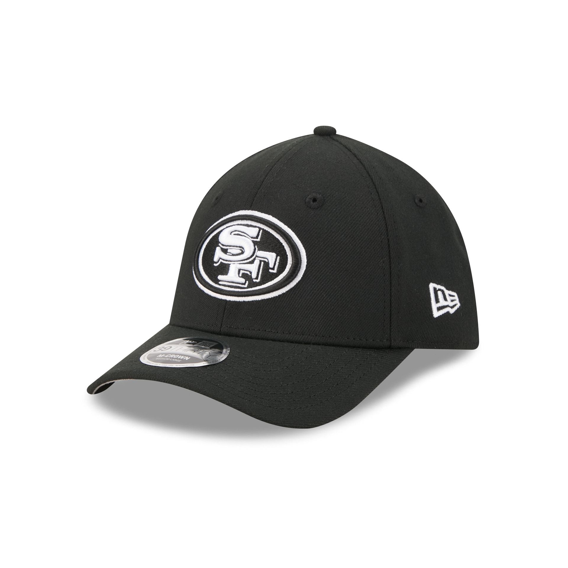 San Francisco 49ers Poly Black & White 39THIRTY M-Crown Stretch Fit Hat