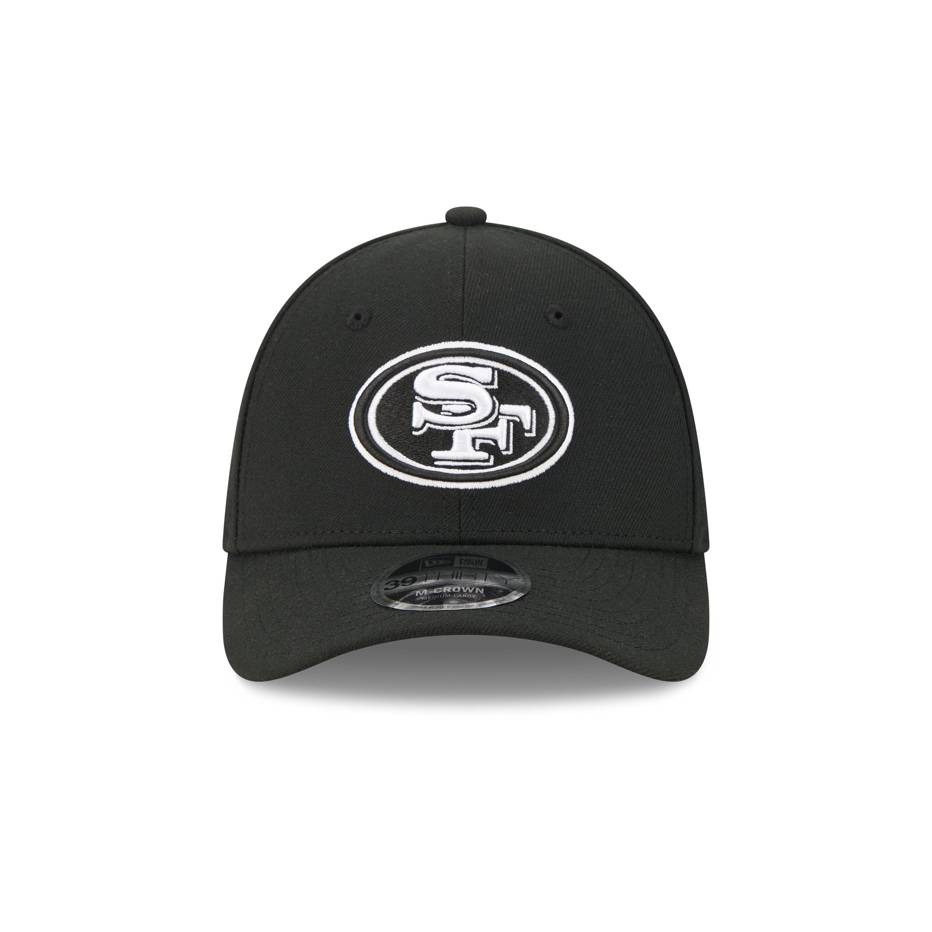 San Francisco 49ers Poly Black & White 39THIRTY M-Crown Stretch Fit Hat
