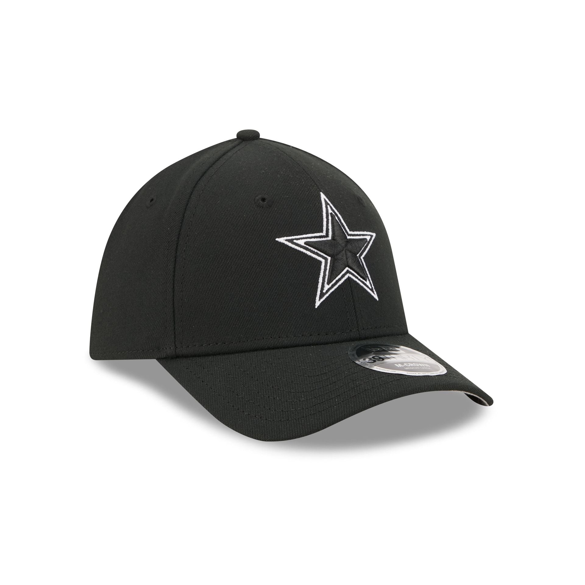 Dallas Cowboys Poly Black & White 39THIRTY M-Crown Stretch Fit Hat