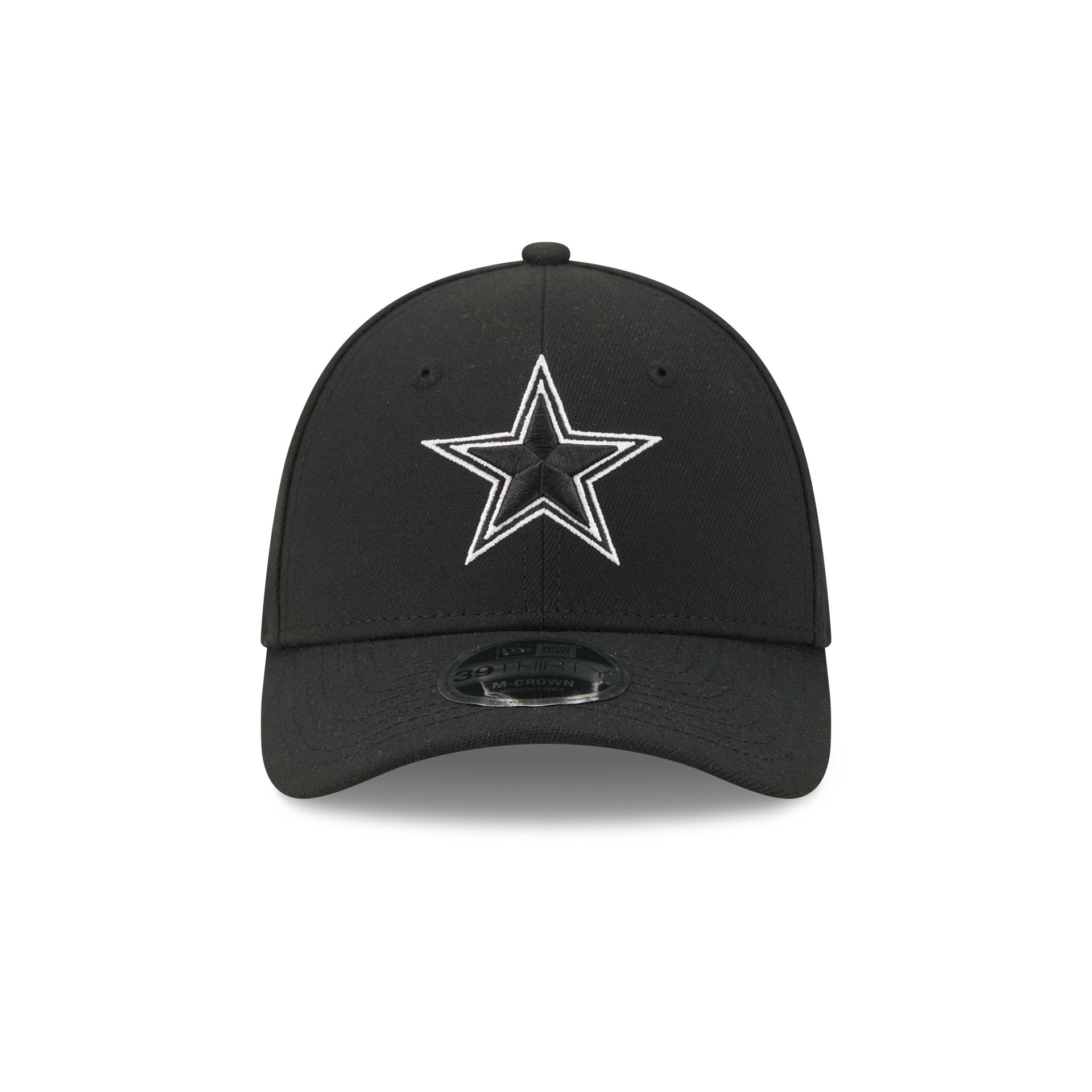 Dallas Cowboys Poly Black & White 39THIRTY M-Crown Stretch Fit Hat