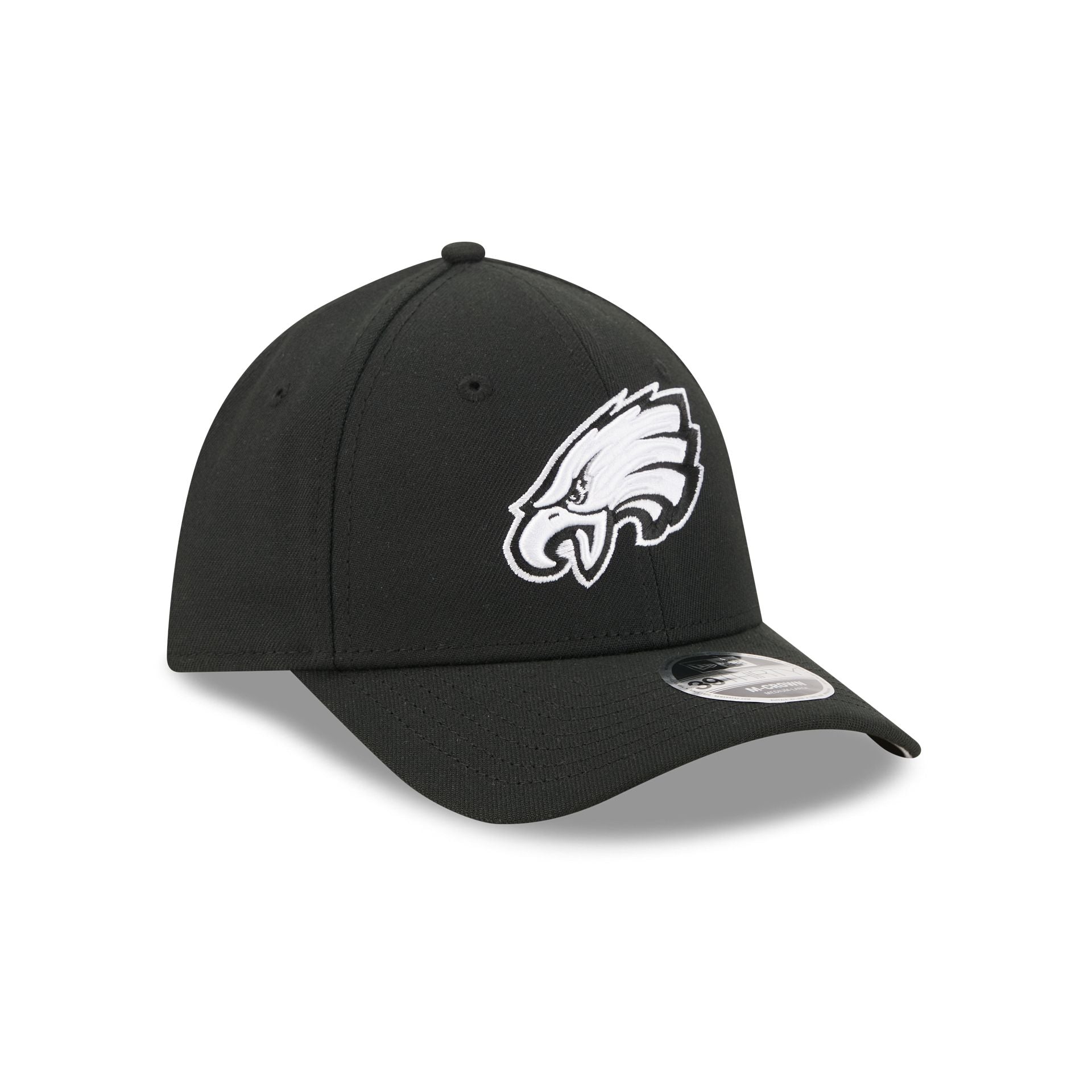 Philadelphia Eagles Poly Black & White 39THIRTY M-Crown Stretch Fit Hat