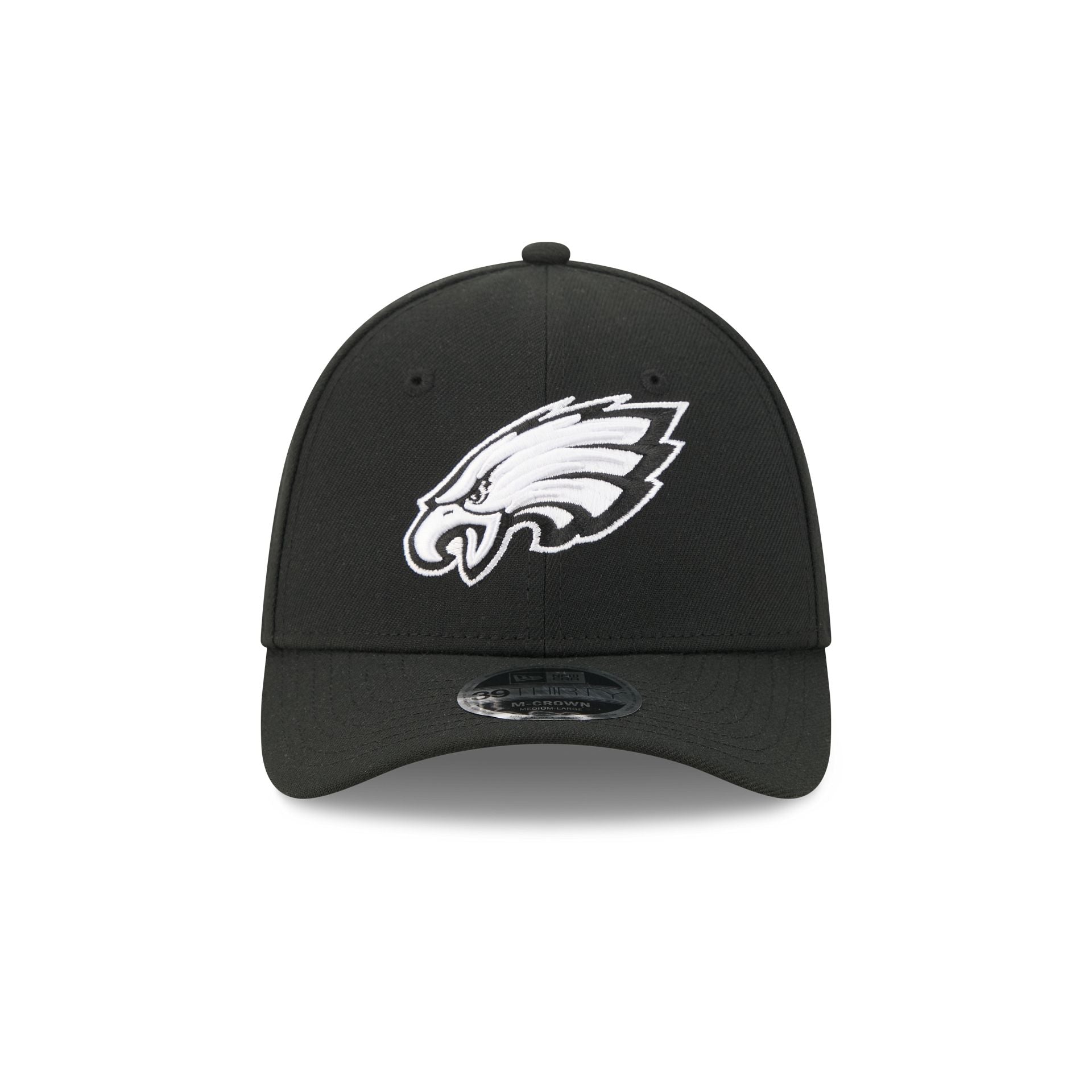 Philadelphia Eagles Poly Black & White 39THIRTY M-Crown Stretch Fit Hat