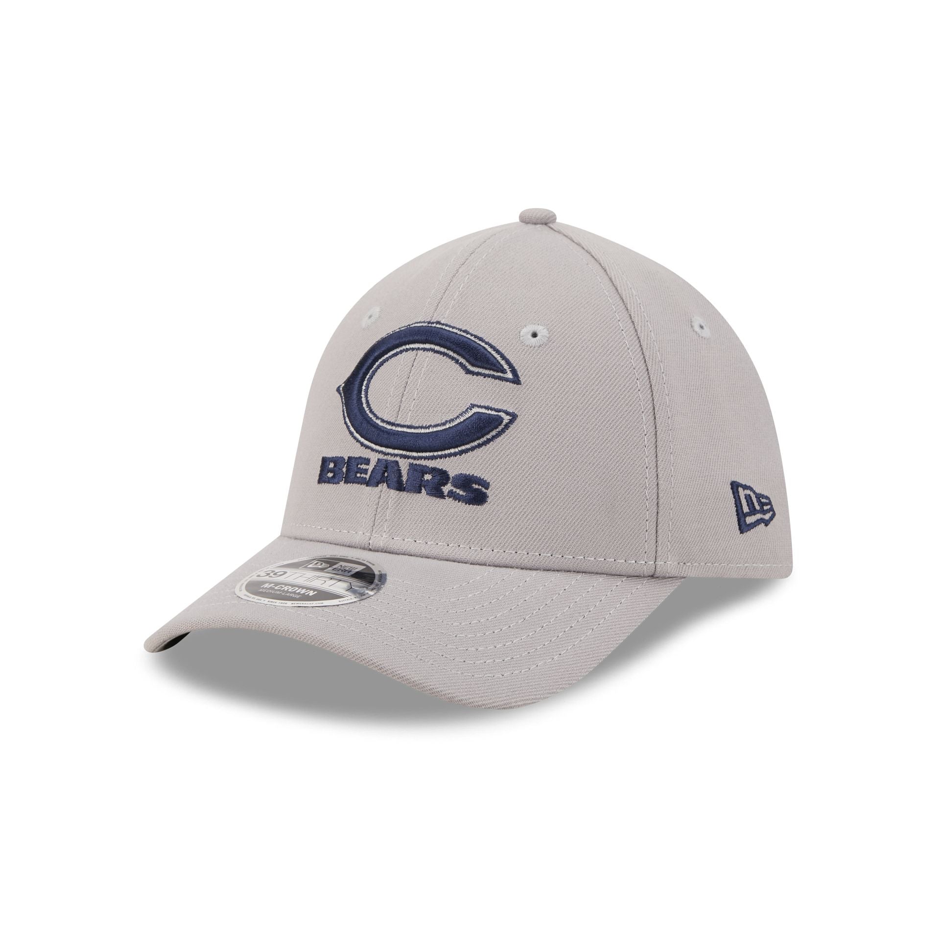 Chicago Bears Poly Gray 39THIRTY M-Crown Stretch Fit Hat
