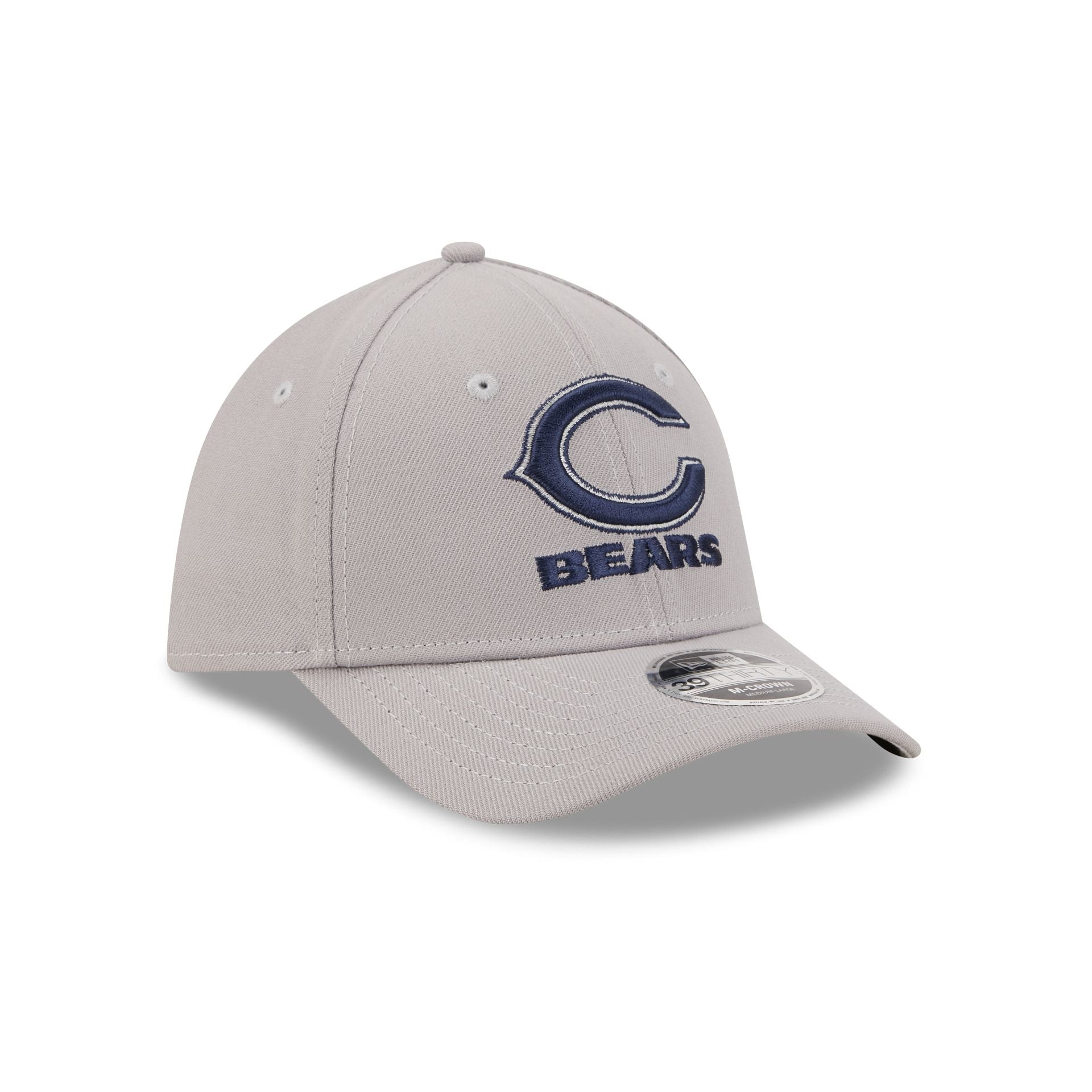 Chicago Bears Poly Gray 39THIRTY M-Crown Stretch Fit Hat