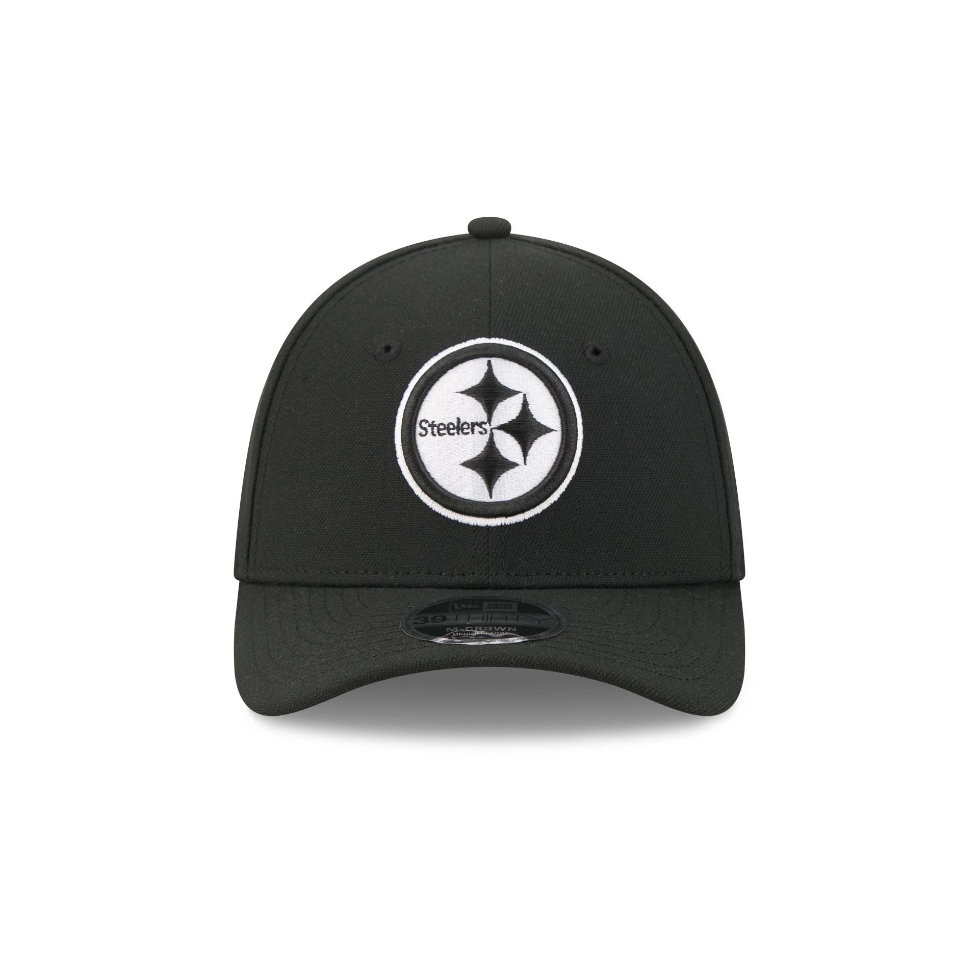 Pittsburgh Steelers Poly Black & White 39THIRTY M-Crown Stretch Fit Hat