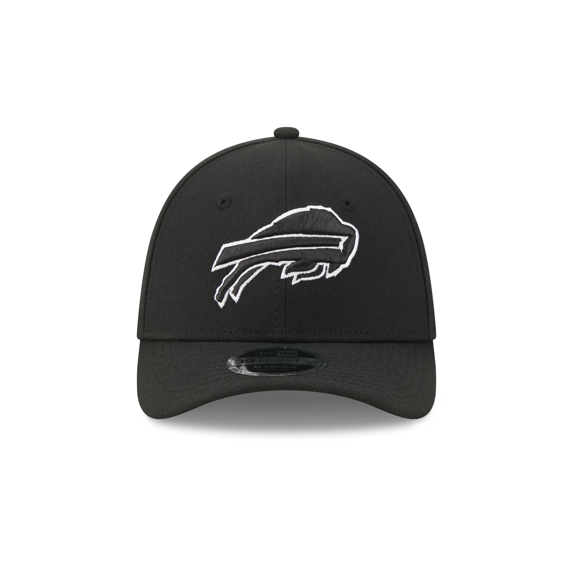 Buffalo Bills Poly Black & White 39THIRTY M-Crown Stretch Fit Hat