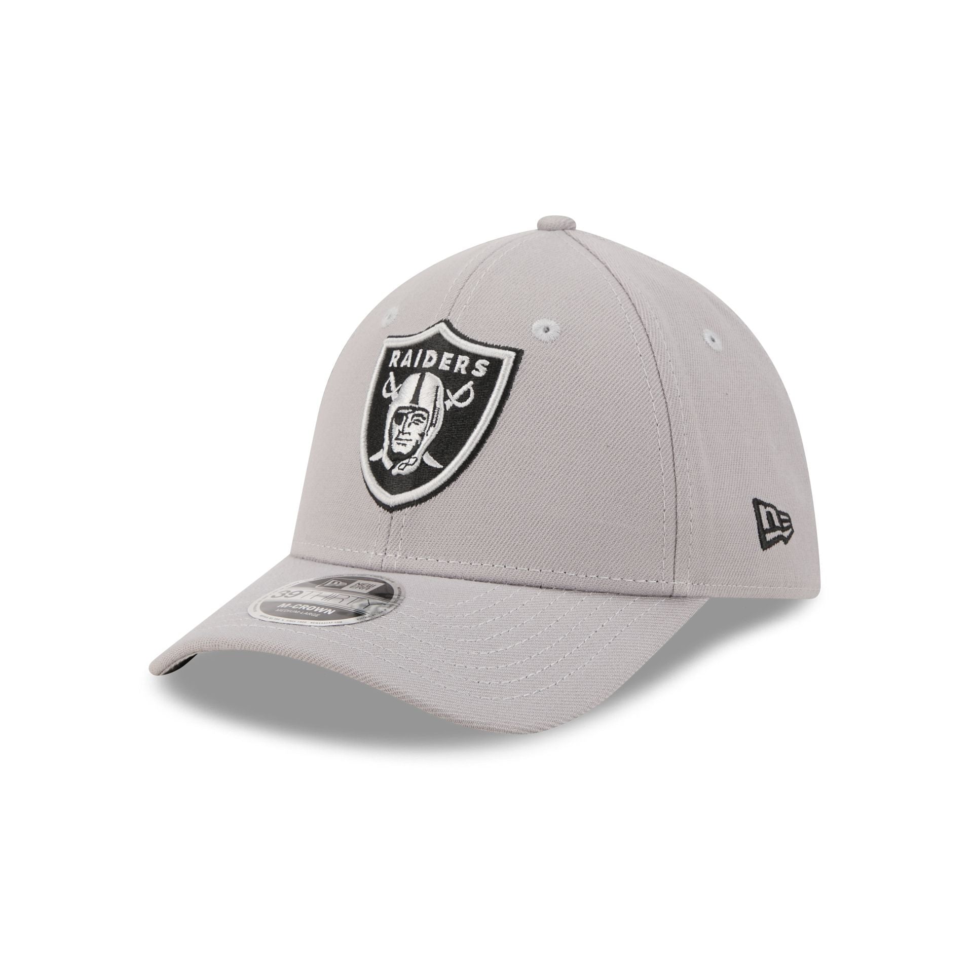Las Vegas Raiders Poly Gray 39THIRTY M-Crown Stretch Fit Hat