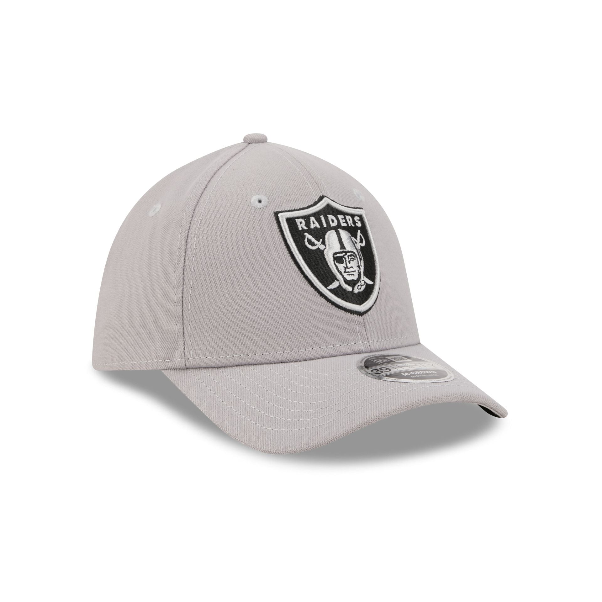 Las Vegas Raiders Poly Gray 39THIRTY M-Crown Stretch Fit Hat
