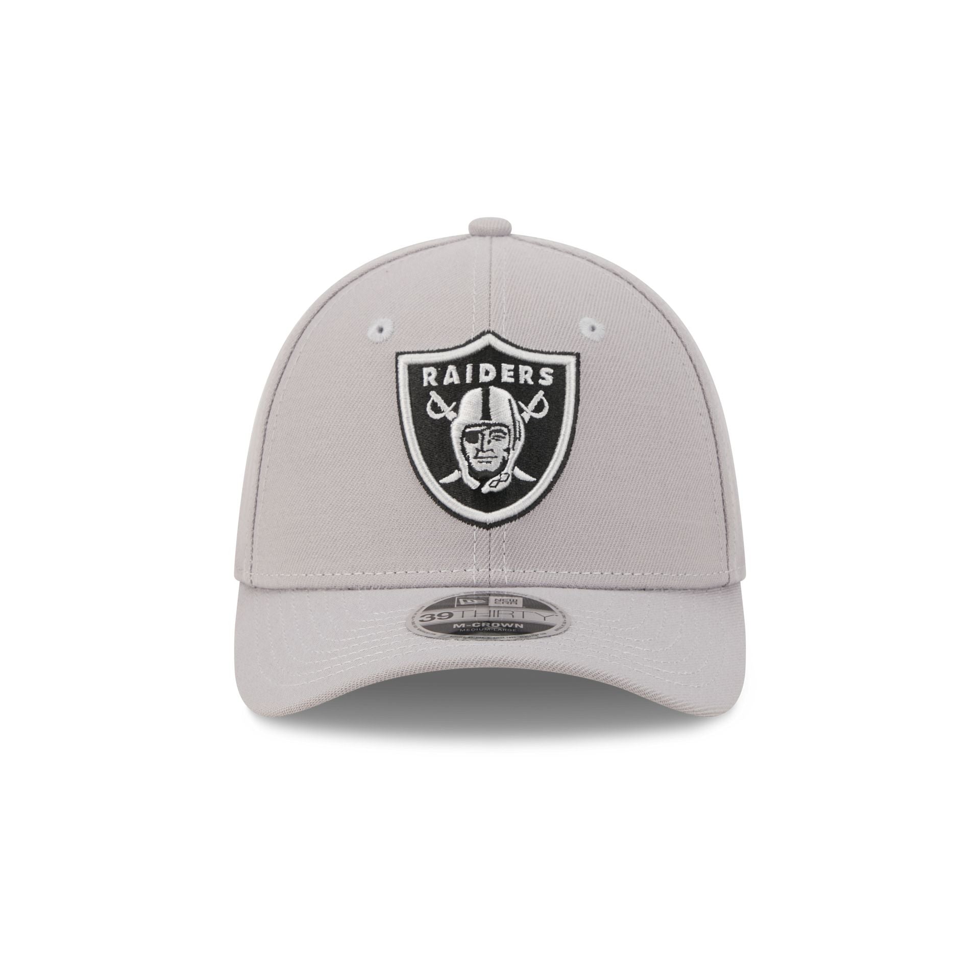 Las Vegas Raiders Poly Gray 39THIRTY M-Crown Stretch Fit Hat