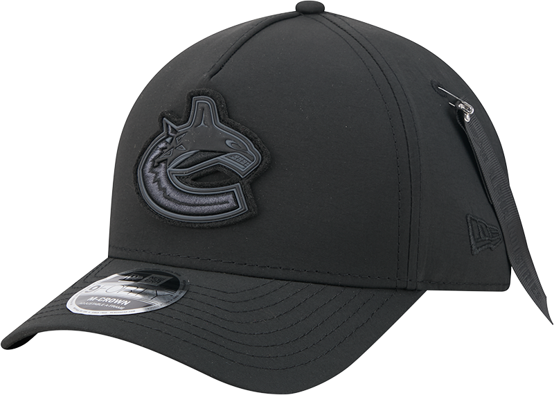 Alpha Industries x Vancouver Canucks Nylon Black 9FORTY M-Crown A-Frame Snapback Hat