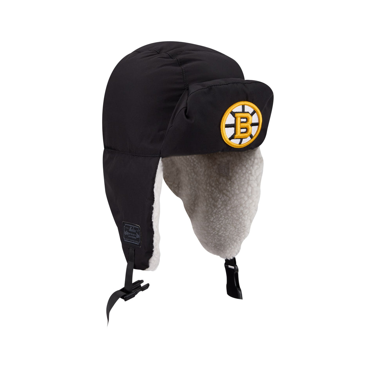 Alpha Industries x Boston Bruins Black Puffer Trapper Hat