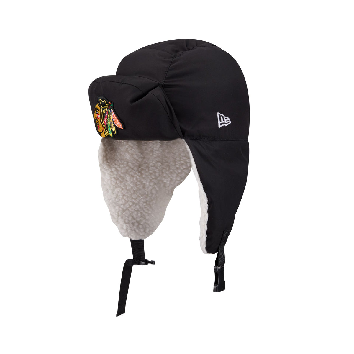 Alpha Industries x Chicago Blackhawks Black Puffer Trapper Hat