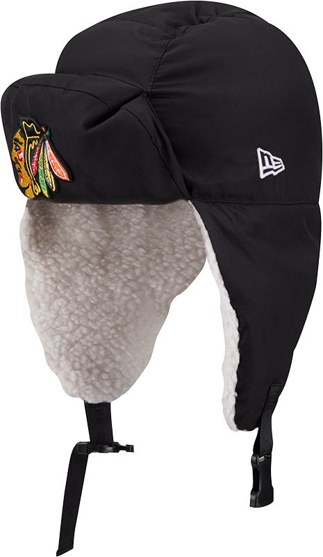 Alpha Industries x Chicago Blackhawks Black Puffer Trapper Hat