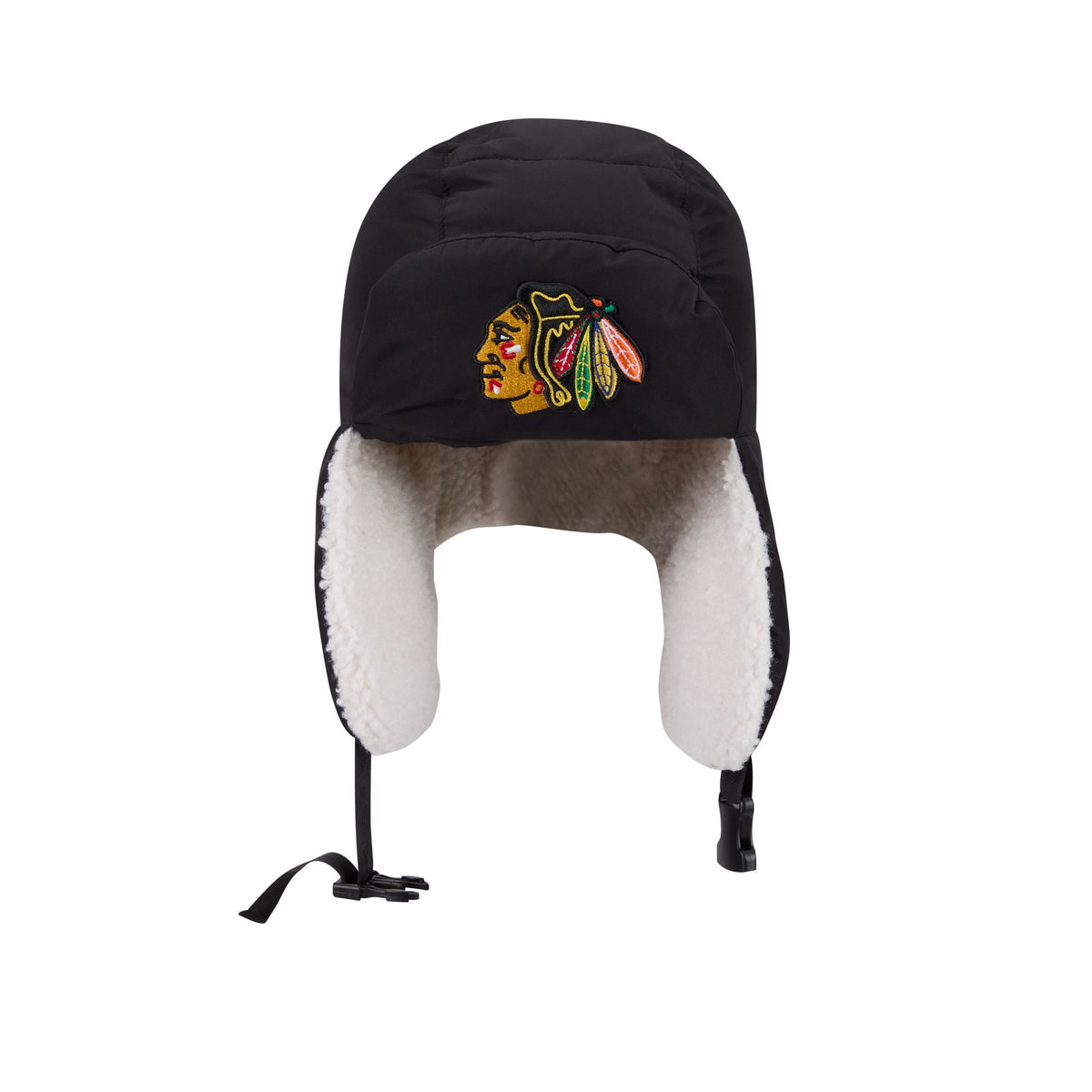 Alpha Industries x Chicago Blackhawks Black Puffer Trapper Hat