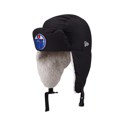 Alpha Industries x Edmonton Oilers Black Puffer Trapper Hat