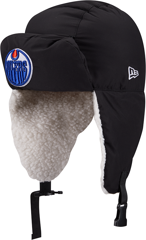 Alpha Industries x Edmonton Oilers Black Puffer Trapper Hat