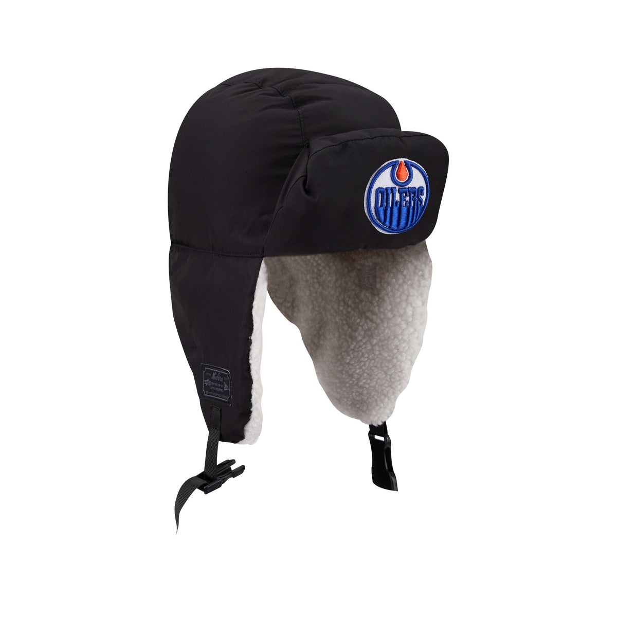Alpha Industries x Edmonton Oilers Black Puffer Trapper Hat