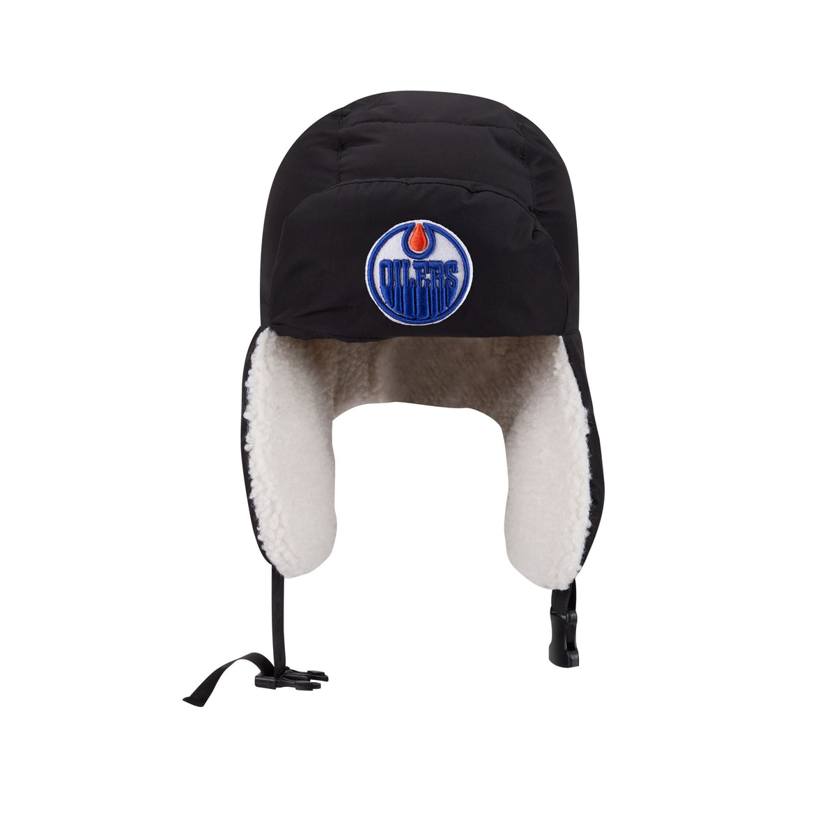 Alpha Industries x Edmonton Oilers Black Puffer Trapper Hat