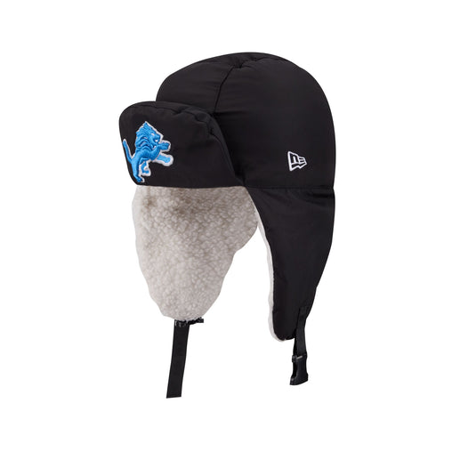Alpha Industries x Detroit Lions Black Puffer Trapper Hat