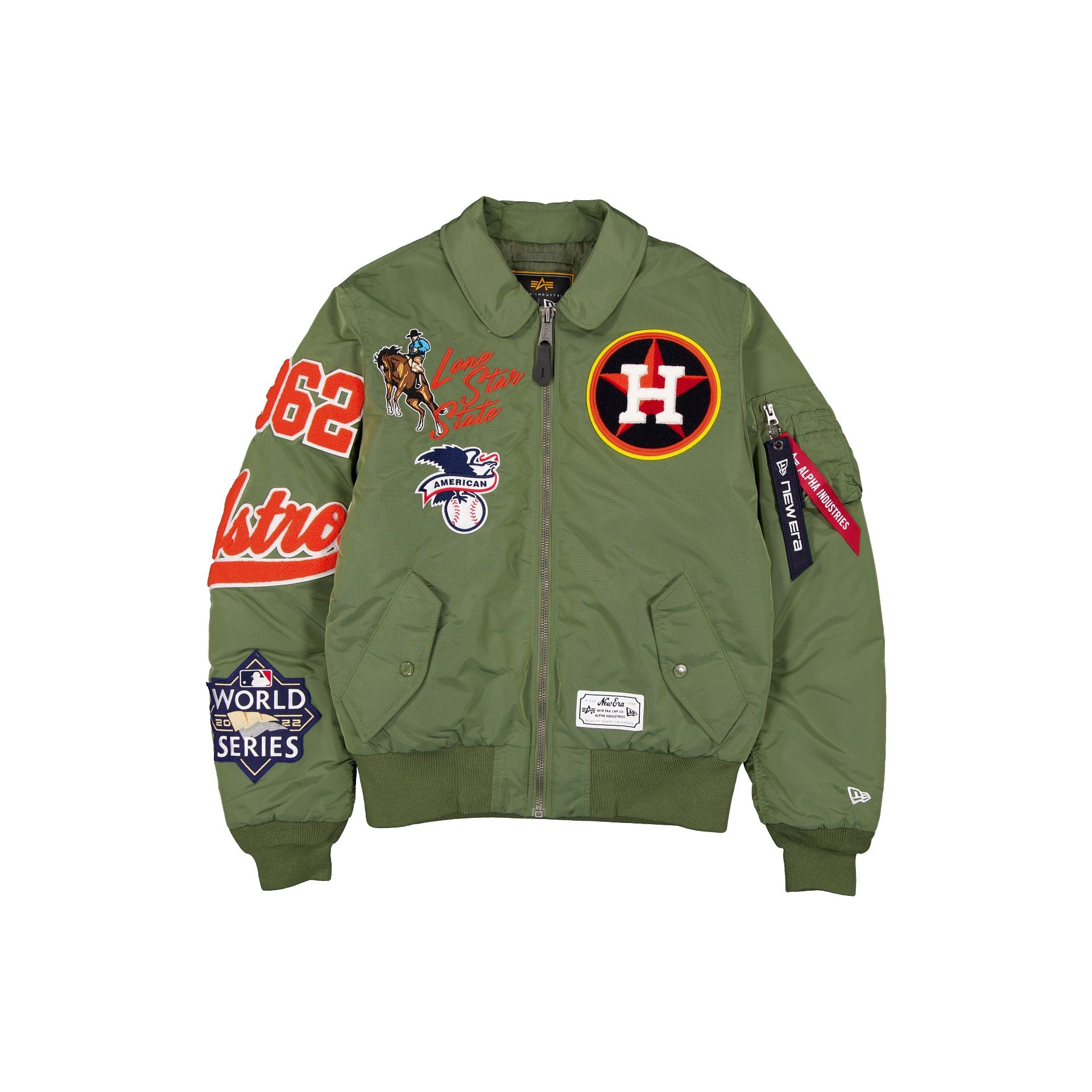 Alpha Industries x Houston Astros Sage Green MA-1 Flight Jacket