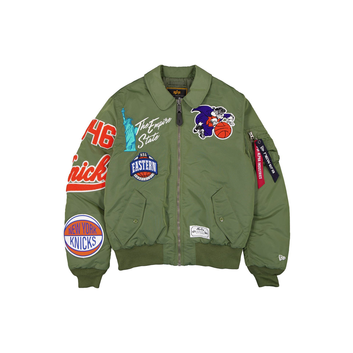 Alpha Industries x New York Knicks Hardwood Classic Sage Green MA-1 Flight Jacket