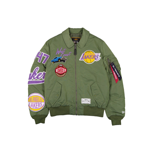 Alpha Industries x Los Angeles Lakers Hardwood Classic Sage Green MA-1 Flight Jacket