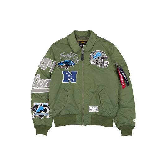Alpha Industries x Detroit Lions Sage Green MA-1 Flight Jacket