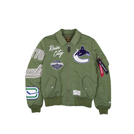 Alpha Industries x Vancouver Canucks Sage Green MA-1 Flight Jacket