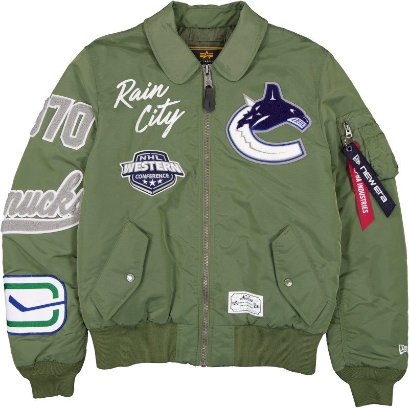 Alpha Industries x Vancouver Canucks Sage Green MA-1 Flight Jacket