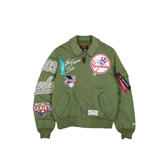 Alpha Industries x New York Yankees Sage Green MA-1 Flight Jacket