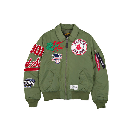 Alpha Industries x Boston Red Sox Sage Green MA-1 Flight Jacket