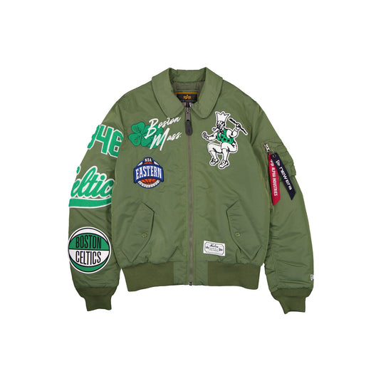 Alpha Industries x Boston Celtics Hardwood Classic Sage Green MA-1 Flight Jacket