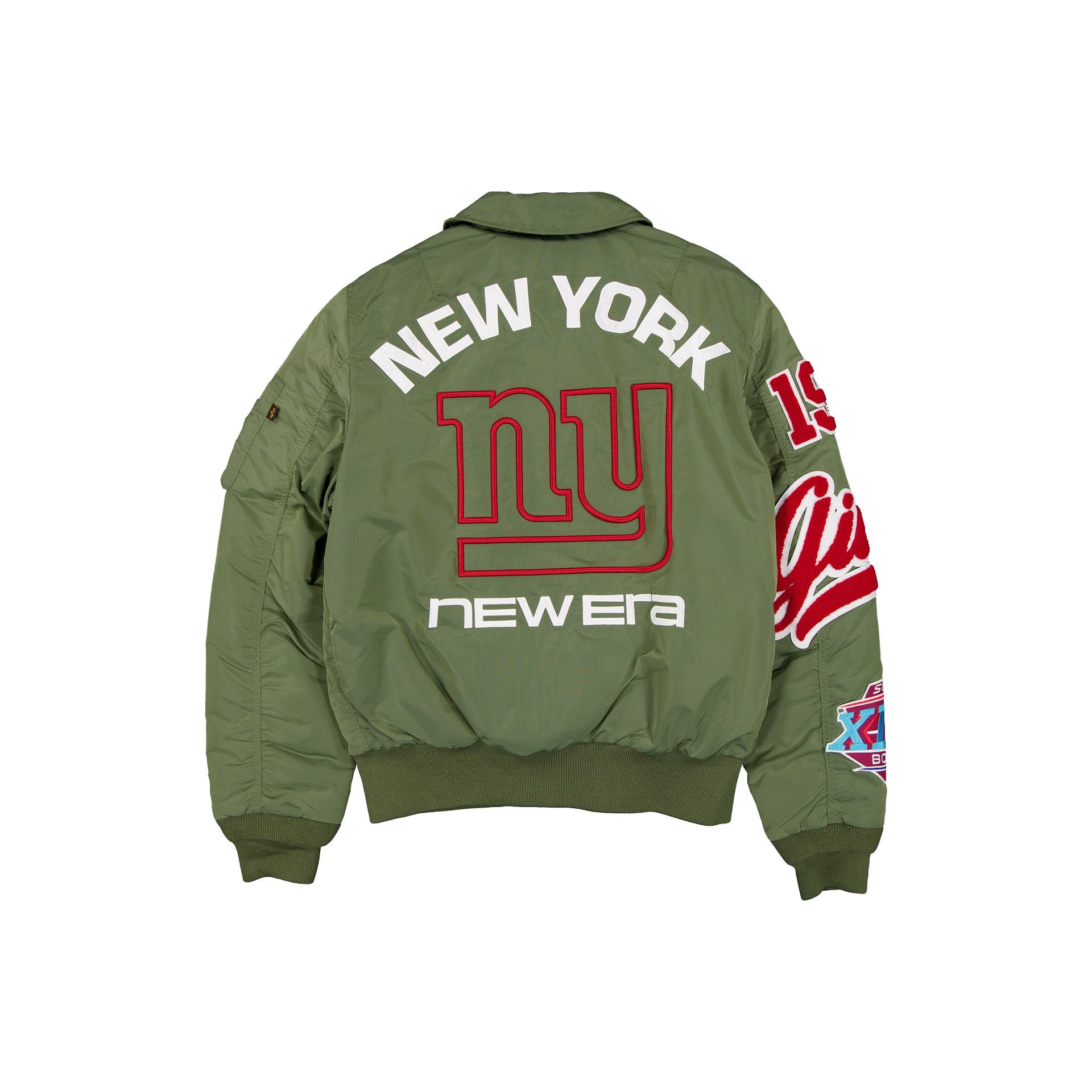 Alpha Industries x New York Giants Sage Green MA-1 Flight Jacket