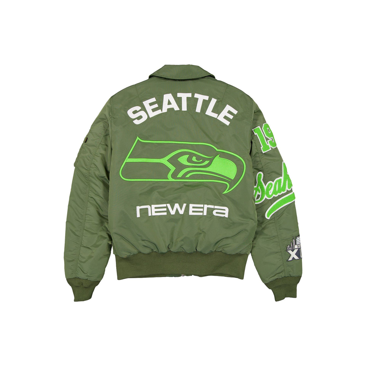 Alpha Industries x Seattle Seahawks Sage Green MA-1 Flight Jacket