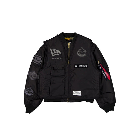 Alpha Industries x Vancouver Canucks Black 2-in-1 MA-1 Flight Jacket + Vest
