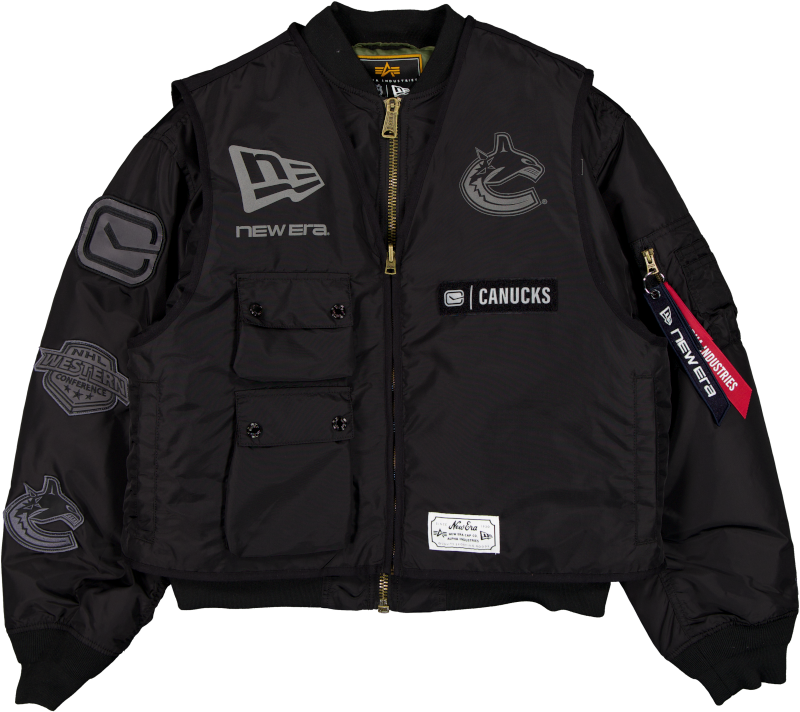 Alpha Industries x Vancouver Canucks Black 2-in-1 MA-1 Flight Jacket + Vest
