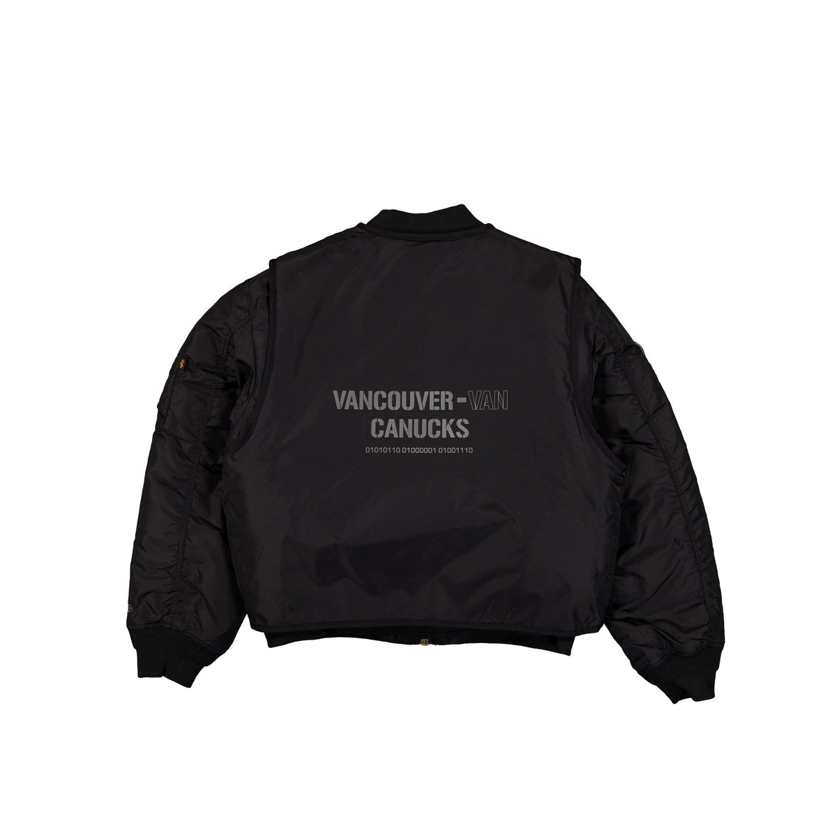 Alpha Industries x Vancouver Canucks Black 2-in-1 MA-1 Flight Jacket + Vest