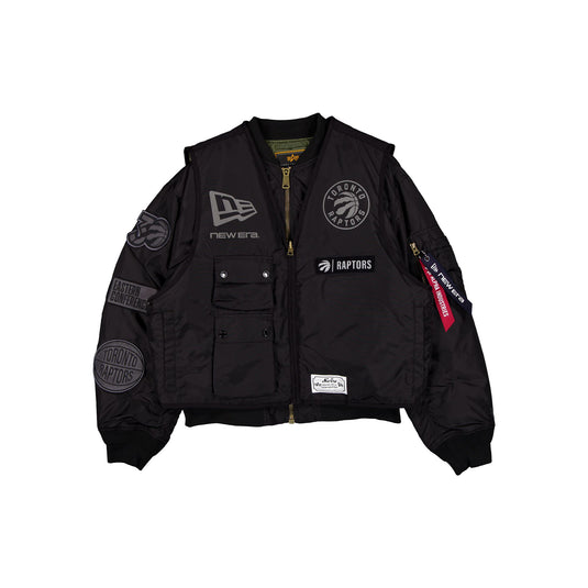 Alpha Industries x Toronto Raptors Black 2-in-1 MA-1 Flight Jacket + Vest