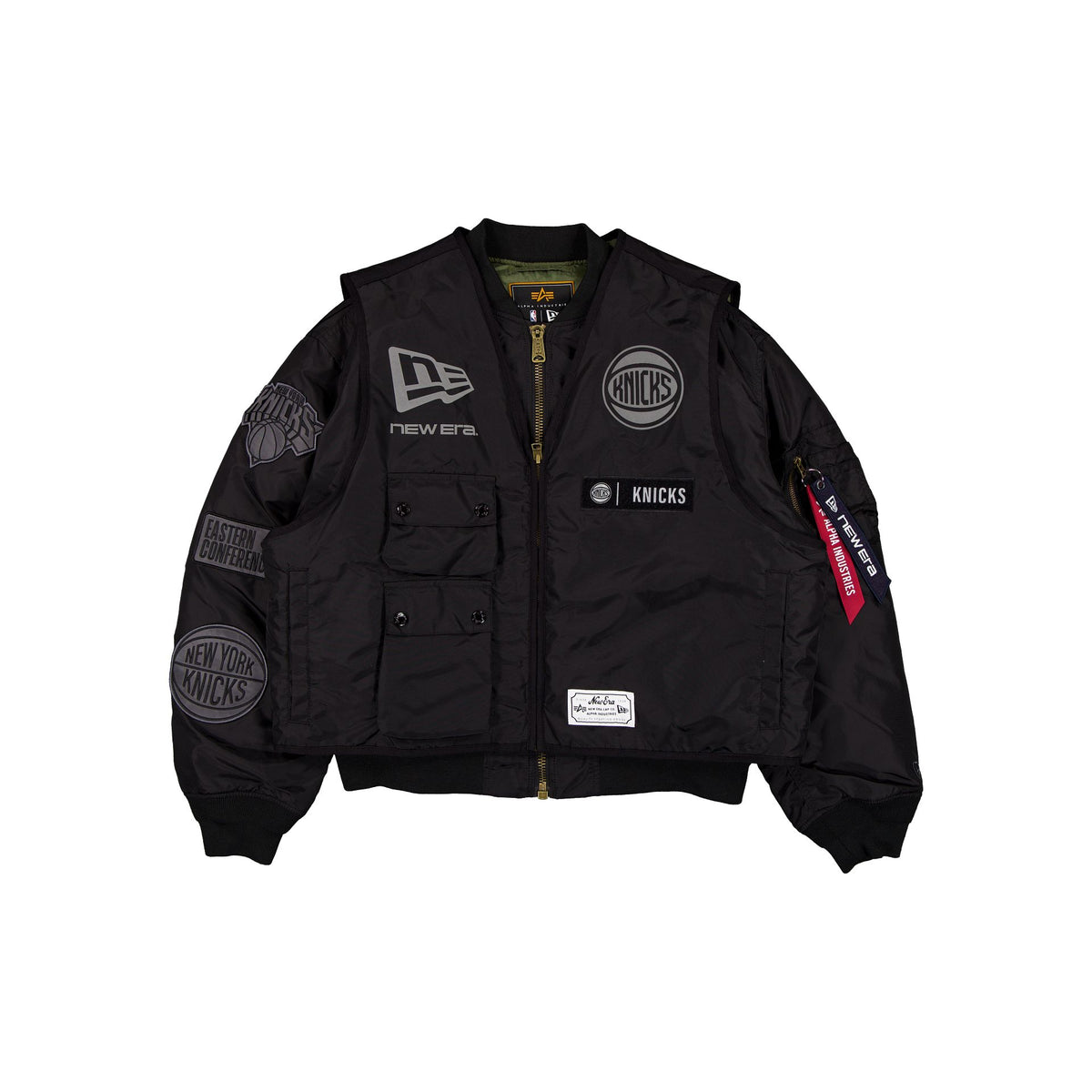 Alpha Industries x New York Knicks Black 2-in-1 MA-1 Flight Jacket + Vest