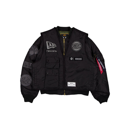 Alpha Industries x New York Knicks Black 2-in-1 MA-1 Flight Jacket + Vest