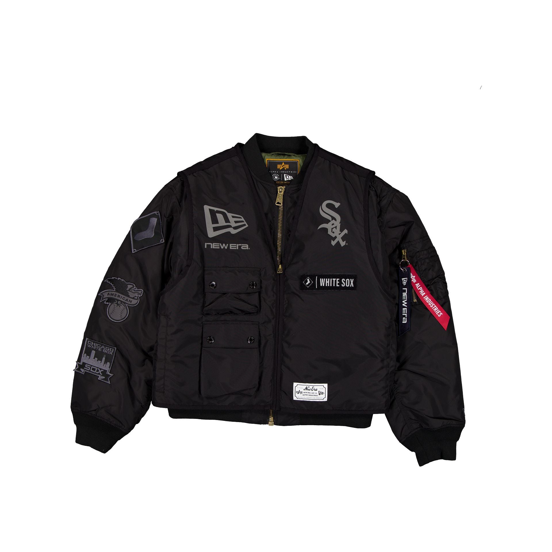 Alpha Industries x Chicago White Sox Black 2-in-1 MA-1 Flight Jacket + Vest
