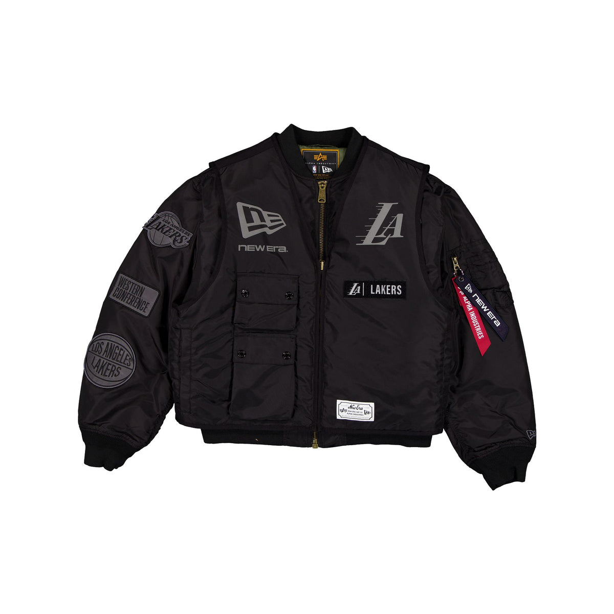 Alpha Industries x Los Angeles Lakers Black 2-in-1 MA-1 Flight Jacket + Vest