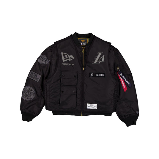 Alpha Industries x Los Angeles Lakers Black 2-in-1 MA-1 Flight Jacket + Vest