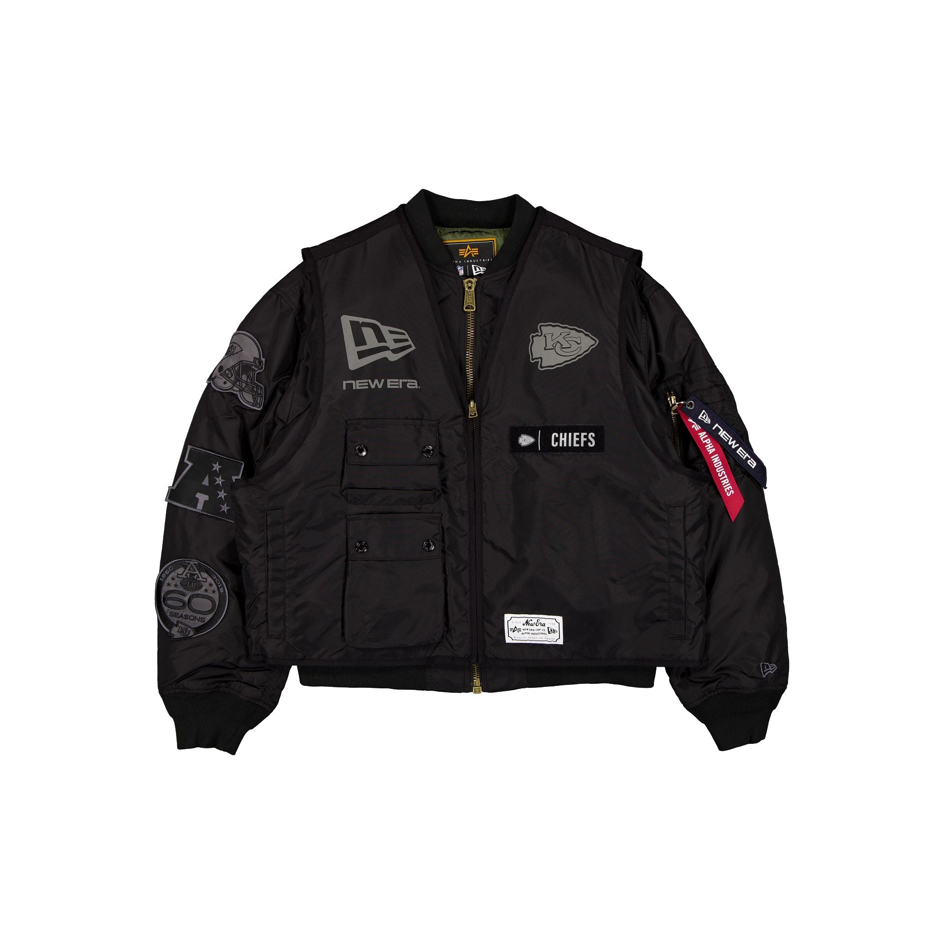Alpha Industries x Kansas City Chiefs Black 2-in-1 MA-1 Flight Jacket + Vest