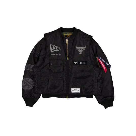 Alpha Industries x Chicago Bulls Black 2-in-1 MA-1 Flight Jacket + Vest
